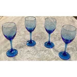 4 CRISTAR Cobalt Blue Wine Glasses Water Goblets 10 oz Copa Versalles Columbia